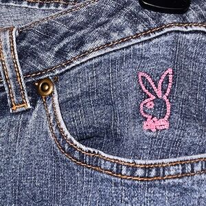PLAYBOY Women's Denim Jeans with Pink Logo